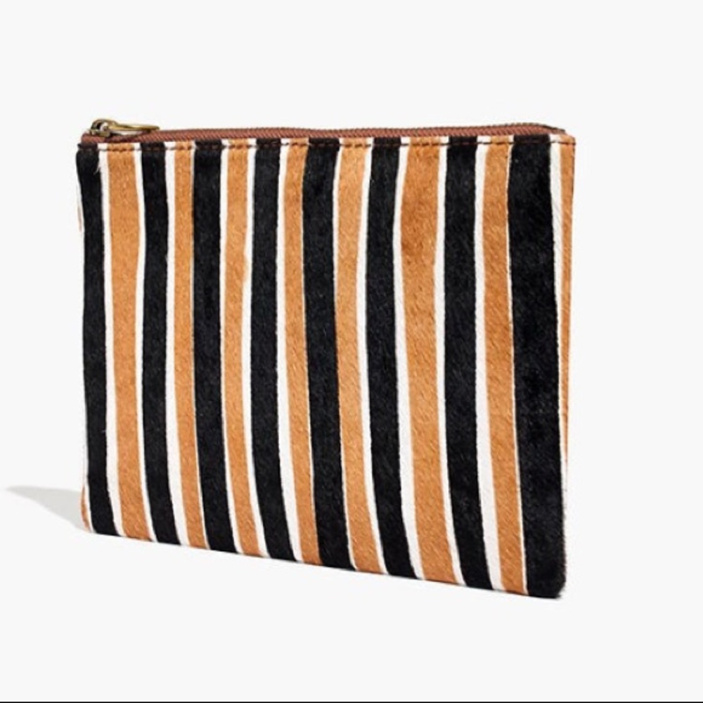 Madewell Leather Pouch Clutch in Printed Calf Hair